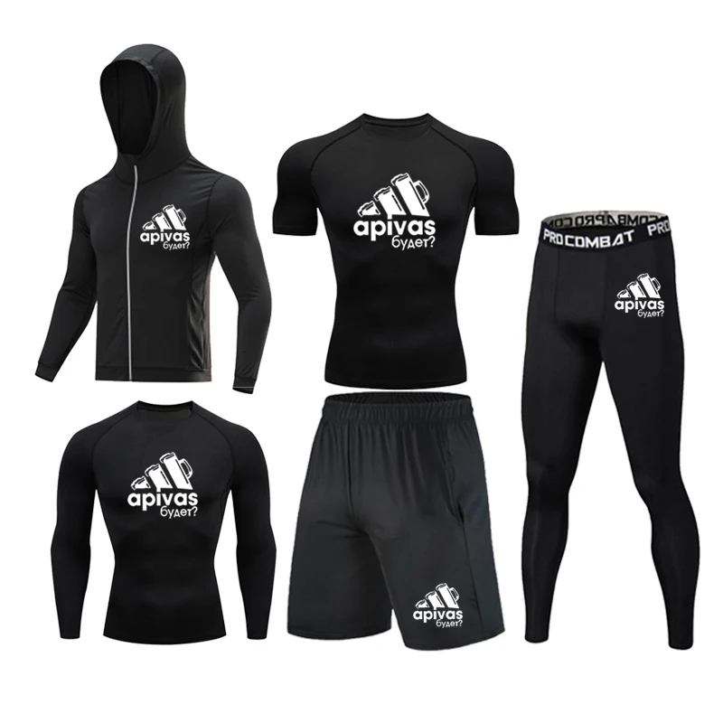 Men Jiu jitsu Rashguard MMA T-shirts Sets Bjj Muay Thai Boxing Jerseys Long Sleeve Boxeo Suit Brand 5Pcs Set Fitness Sport Suits