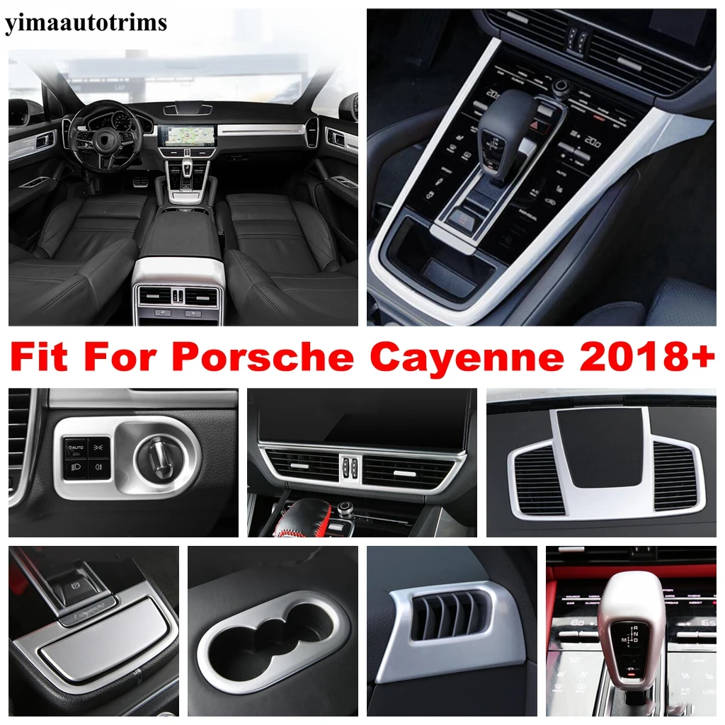 

ABS Matte Interior Dashboard Air AC Vent Water Cup Head Light Lamp Button Cover Trim Accessories For Porsche Cayenne 2018 - 2023
