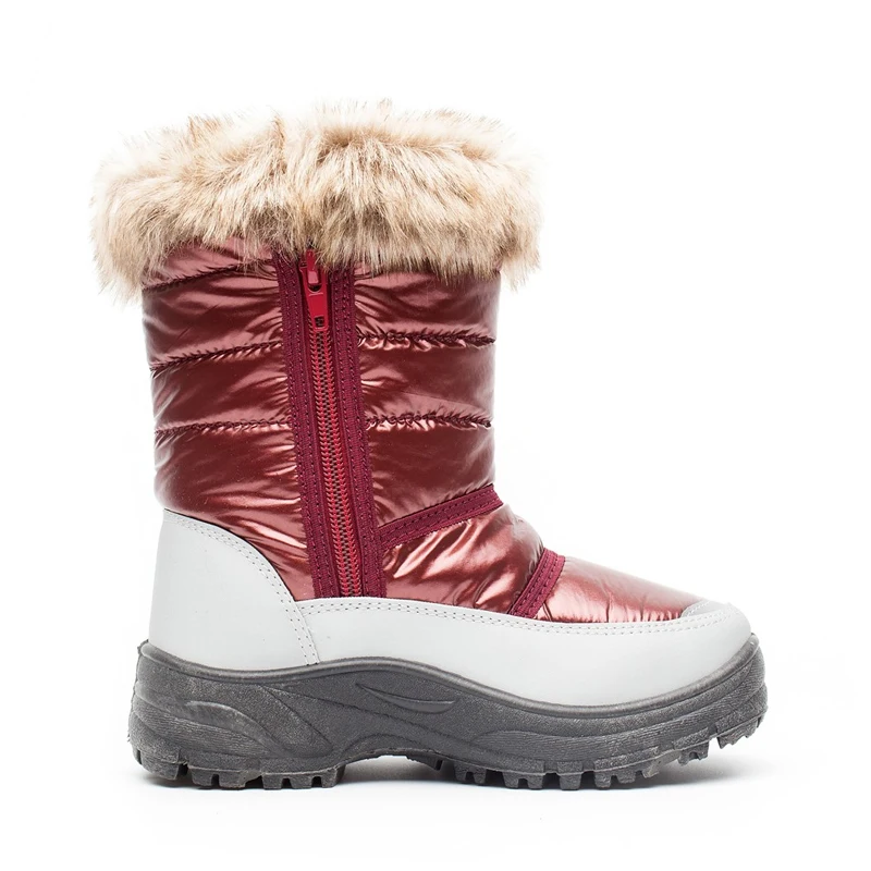 SKHEK/Зимние плюшевые зимние ботинки до середины икры для девочек и мальчиков уличные Прочные ботинки принцессы на молнии для маленьких детей, нескользящая обувь