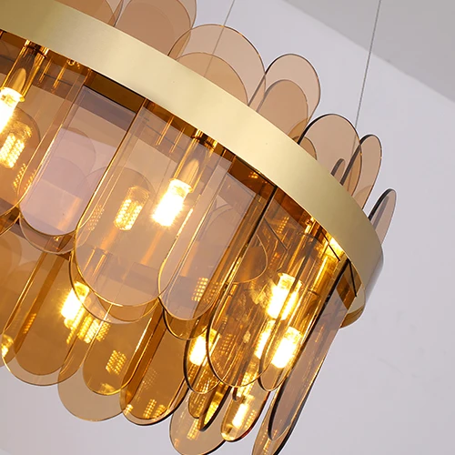 Amber glass Youlaike Роскошный Современный Люстра светильник ing для гостиной домашний Декор Круглый стеклянный светильник, светильники Новые Роскошные светодиодные подвесные лампы - Цвет абажура: Amber glass