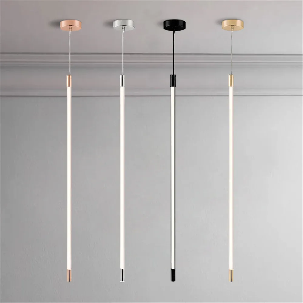 

Postmodern single head led long tube pendant lights bedside bedroom creative personality art living room luminaire hotel lamp