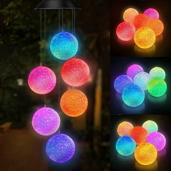 

Outdoor Wind Chimes Accessories Solar Powered Color Changing Crystal Ball
