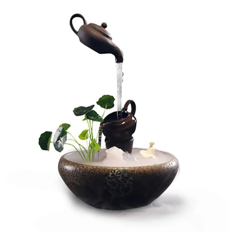 Настольная лампа для сада на открытом воздухе(с 2-шаговым чайник Керамика распыляющий увлажнитель, водопадов, подсветкой фонтан из мультфильма «Холодное сердце» монах водопад домашний декор
