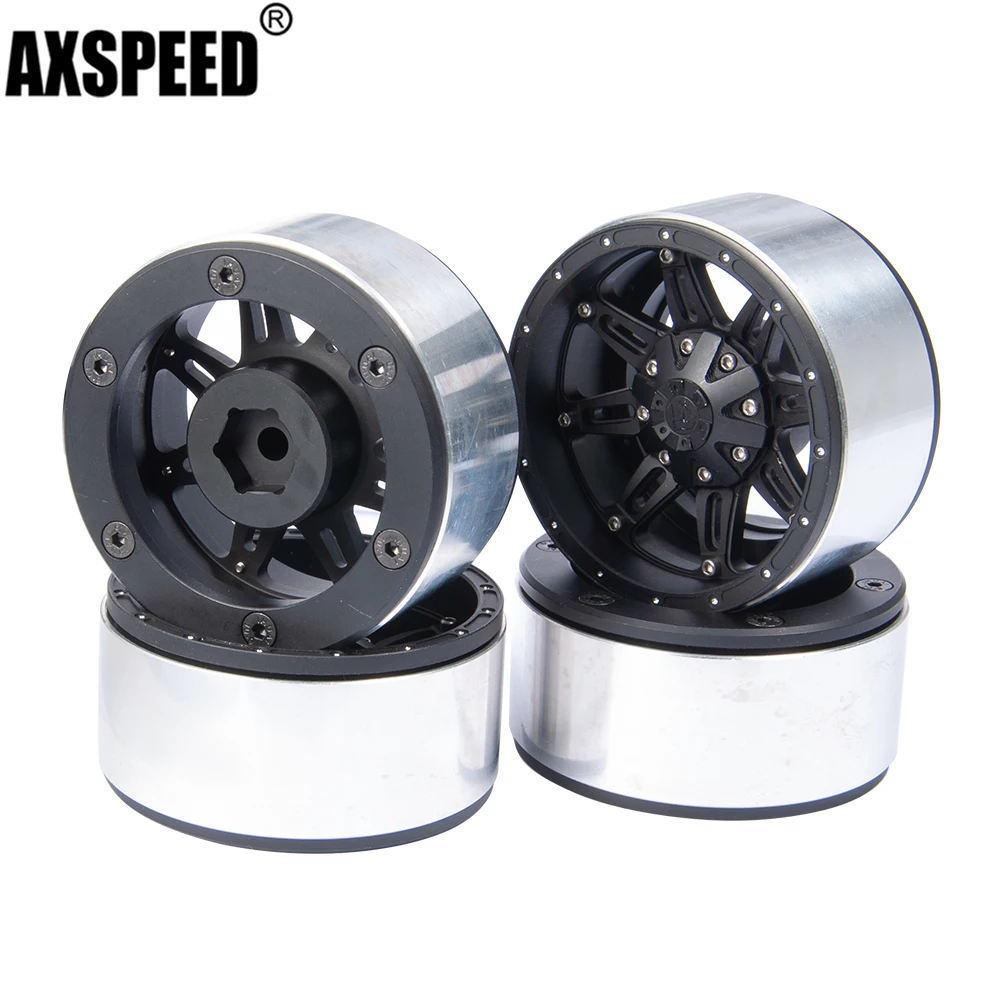

AXSPEED 4Pcs 2.2 inch Metal Beadlock Wheel Hub Rim for Axial SCX10 90046 TRX4 D90 Wraith 90018 1/10 RC Crawler Car Parts