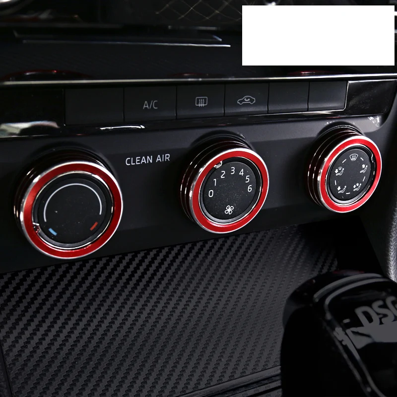 Lsrtw2017 автомобильный Кондиционер кнопка управления кольцо для Skoda Octavia a7 Superb Acceossories интерьерные молдинги аксессуары - Название цвета: red 3pcs