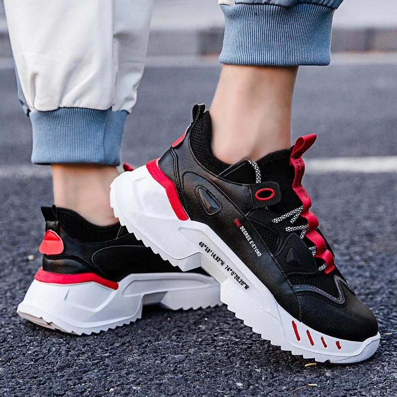 

New running shoes for fall / winter 2020 Leisure sports shoes Korean leather Patchwork dad shoes Men's running shoes