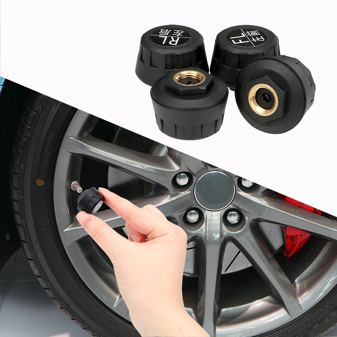 태양열 TPMS 자동차 타이어 압력 센서 모니터링 시스템 온보드 컴퓨터 키트 디지털 오프로드 4x4 SUV MPV 자동차 액세서리