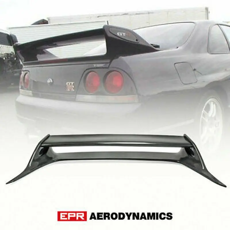 Serat-Karbon-Hitam-Glossy-Selesai-Rear-Spoiler-Wing-Untuk-Nissan-R33 ...