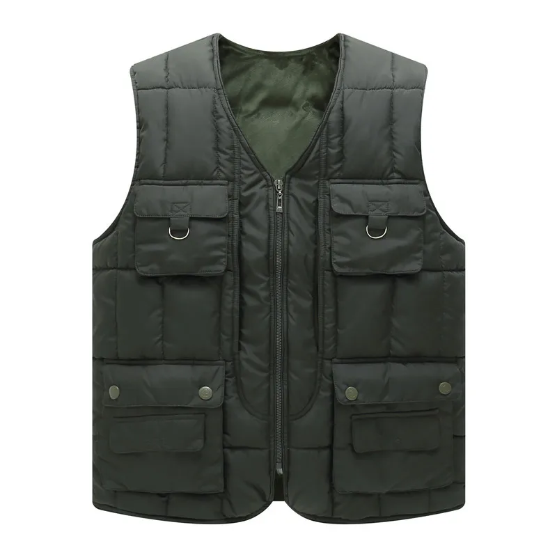 

Multi Pocket Thick Winter Men Vest Many Pockets Casual Photographer Work 11 Colors Outerwear Sleeveless Jacket Male Waistcoat