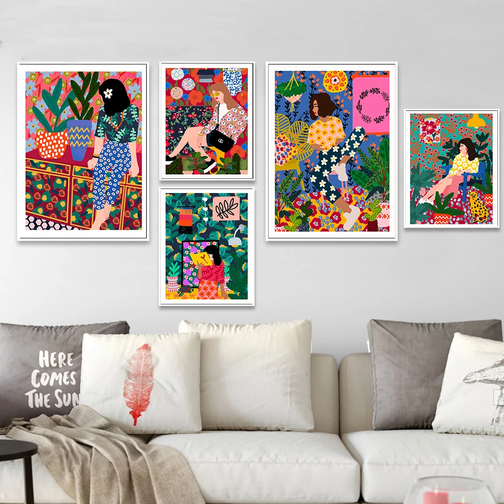 Гавайская девушка на балконе художественные принты Скандинавская фигурка холст