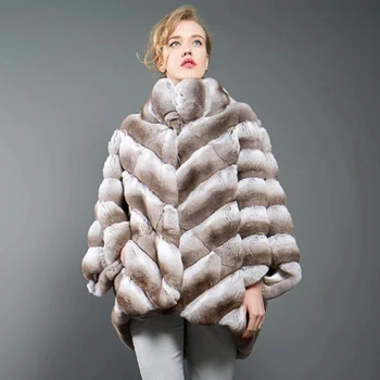 Billige FURSARCAR Licht Farbe Echt Rex Kaninchen Pelz Mantel Natürliche Luxus Frauen Flare Hülse Pelz Jacke Winter Warme Mäntel Mit Pelz Kragen