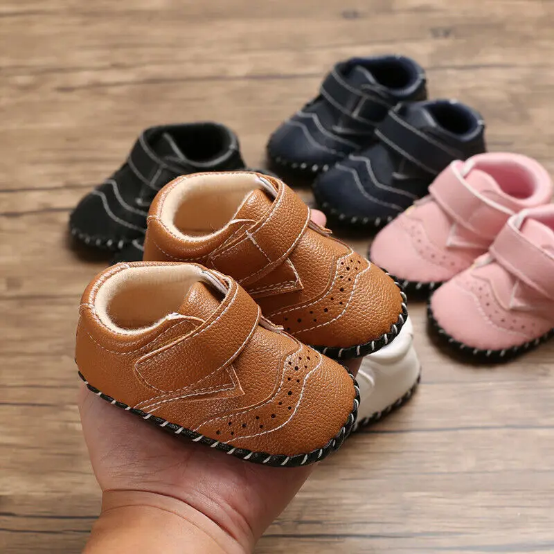 Hot Infant Baby Boy Girl Soft Sole Crib Newborn Leather Non-slip Shoes Sneaker