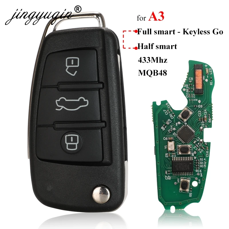 Jingyuqin для Audi A3 S3 MQB KeylessGo/полуумный дистанционный ключ 3 кнопки Складной флип