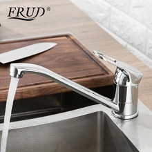 Frud Polished Chrome Kitchen Faucet Deck Mounted Stainless Steel Washbasin Faucets Single Handle Water Mixer Taps Crane R49104