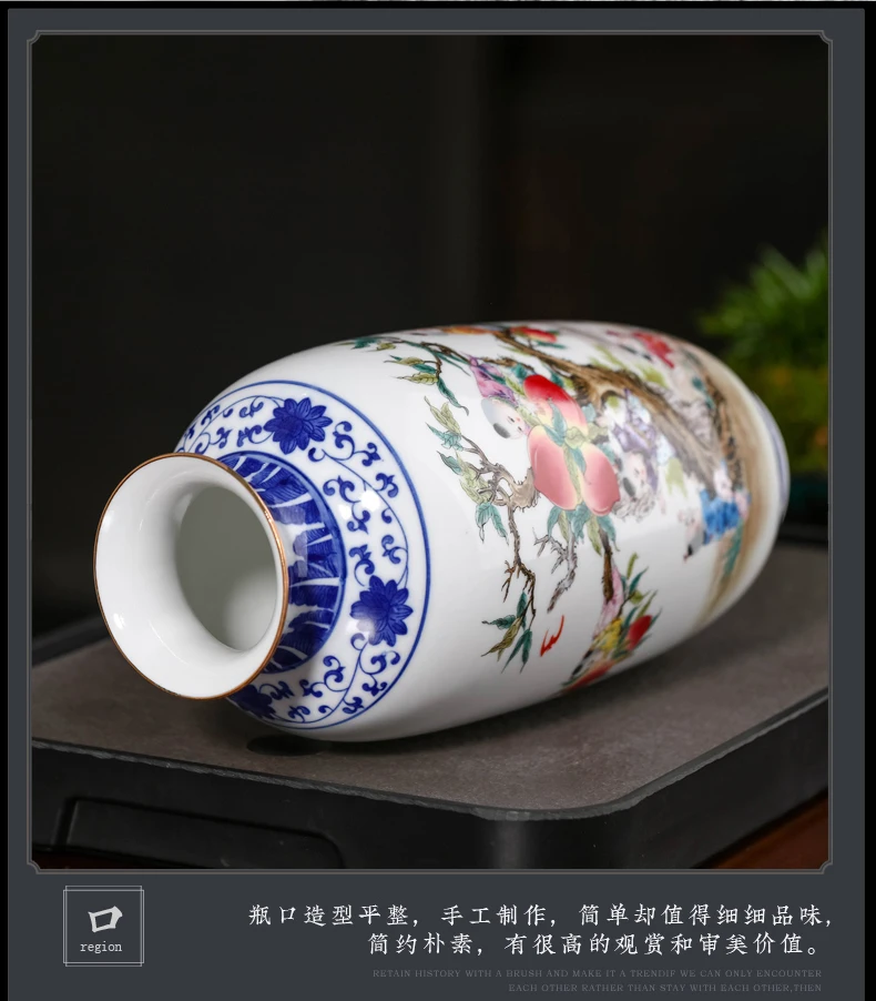 Jingdezhen Porcelain Vase Qianlong Blue And White Ceramic General Tank Jar Home Living Room Porch Handicraft Decoration 3