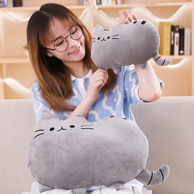 Cuscino Peluche Gatto Kawaii - Morbido E Decorativo, Grigio 40cm - Foto 6