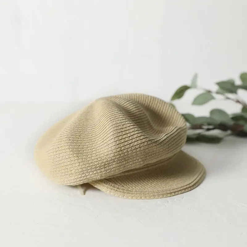 Корейская детская шапка; сезон весна-осень; соломенная восьмиугольная шапка; Однотонный берет ручной вязки для маленьких девочек; 1 шт - Цвет: P4