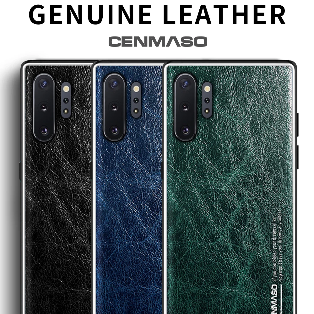 

CENMASO Genuine Leather For Samsung note 10 Plus Case Luxury Leather Ultra Thin Retro Vintage Back Cover Fashion Coque Fundas