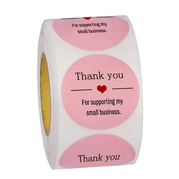 

Pink Circle Thank You For Small Business Stickers 500pc 1inch Heart Thanks For Local Shop Envelope Package Seal Label Stickers