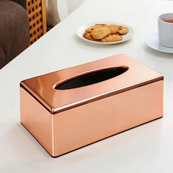 

ABS Plating Rose Gold Tissue Box, Living Room Household Drawer Box, Office Tissue Storage Box