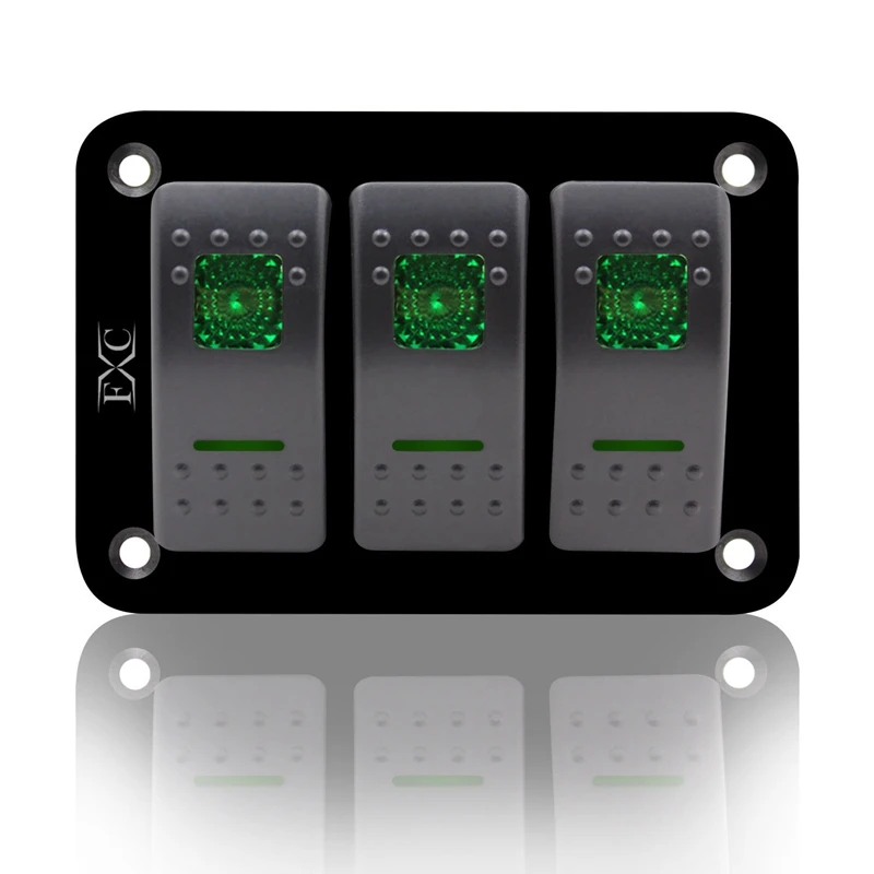 12V-24V-3-Gang-Toggle-Rocker-Switch-Panel-Green-LED-Light-On-Off-Car-Marine-Boat