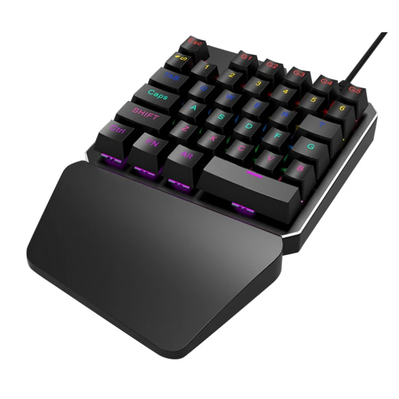 

Wired Gaming Keypad with Colorful LED Backlight 35 Keys Ergonomic Keyboard for LOL/PUBG/CF Backlit Single Hand Keyboard
