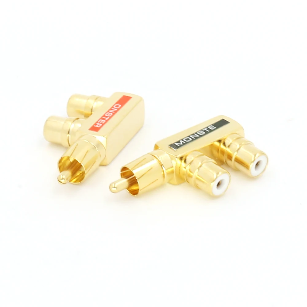 Hifi 2 шт позолоченный RCA AV аудио F сплиттер переходник