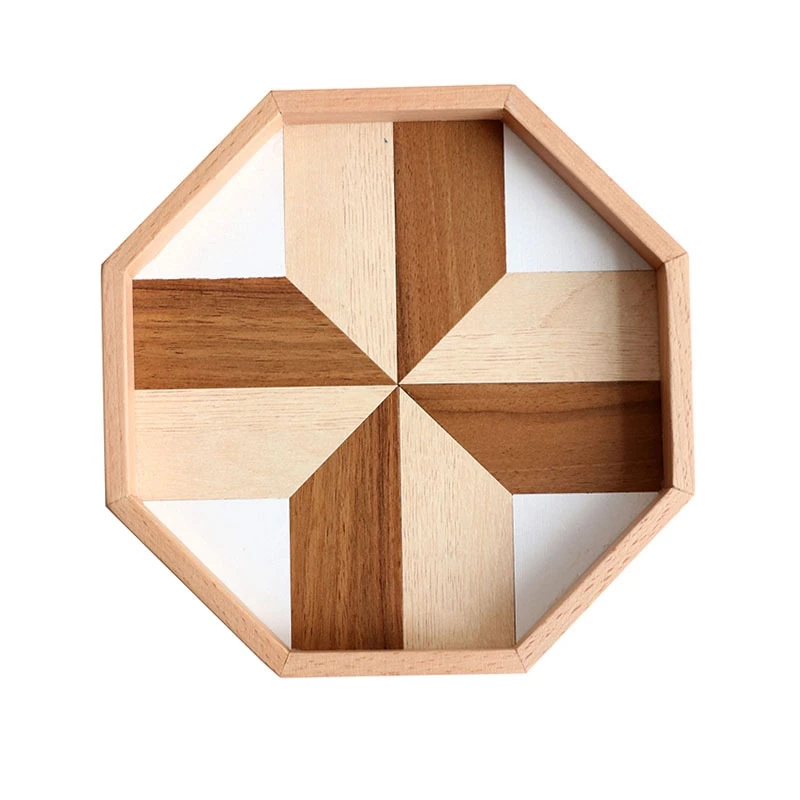 Wooden Tray Octagonal Baking Tray Decorative Wood Tea Food Storage Tray Home Kitchen Utensils