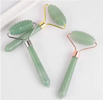 

KCONYD Natural Jade Face Roller-Green Dongling-Zinc alloy stents-Single roller with Big teeth