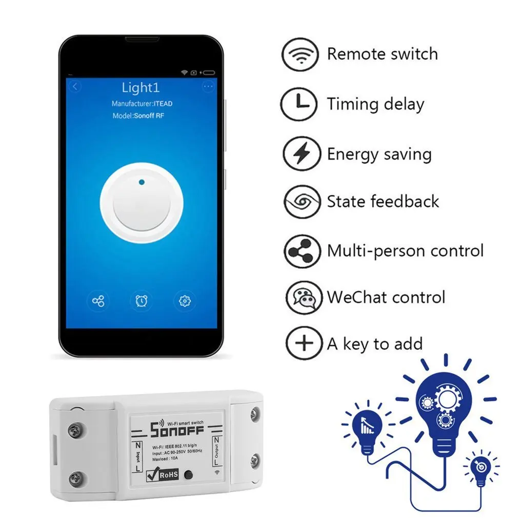 5 шт./компл. Смарт Беспроводной переключатель Wi-Fi 10A AC90-250V DIY Смарт Беспроводной пульт дистанционного управления Переключатель умный дом контроллер подходит для Android