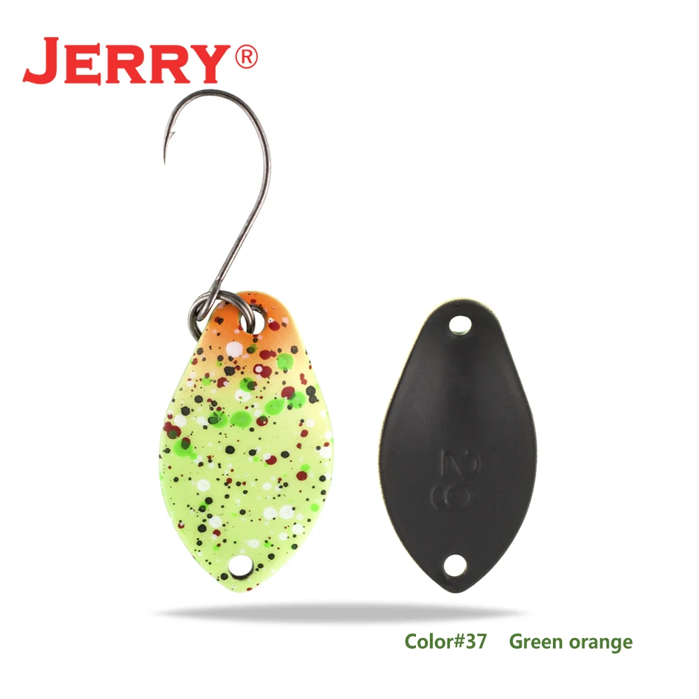 green orange Jerry 2 г 3 г микро форели ложки сверхлегкие латунные рыболовные ложки один крючок Пресноводные металлические приманки зона окуня для ловли щуки pesca - Цвет: green orange