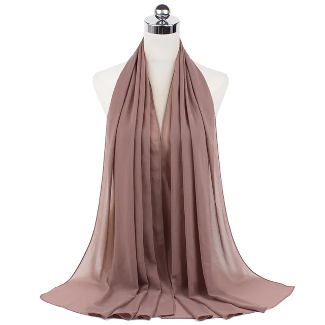 High Quality Good Stitching Stitch Plain Premium Heavy Chiffon Hijab Scarf Malaysian Women's Scarves Hijabs Long Shawl Shawls 20