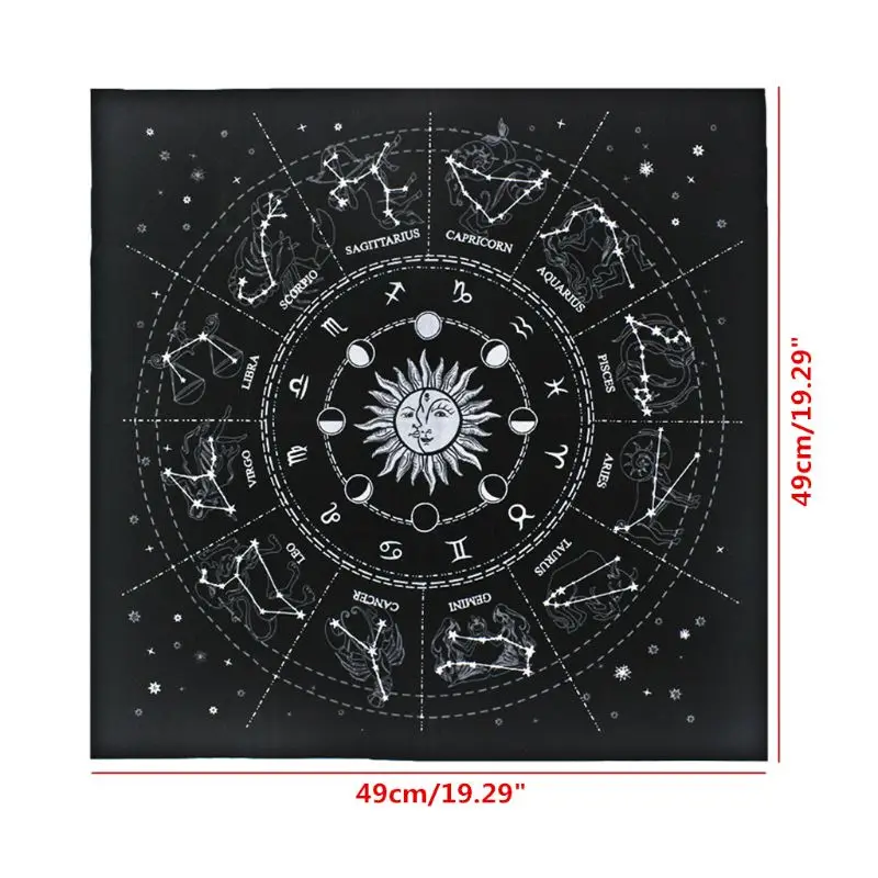 12 Constellations Tarots Card Tablecloth Velvet Divination Altar Cloth Board Game Fortune Astrology Oracle Card Pad G99D