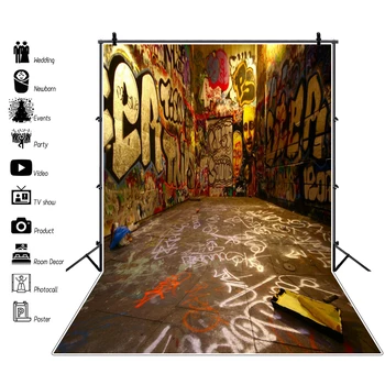 

Graffiti Backgrounds For Photography Grunge Pattern Town Alley Disco Party Child Portrait Photo Backdrop Photocall Photo Studio