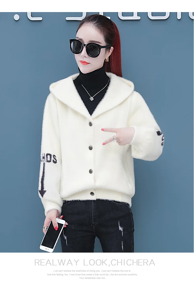 Шерстяная Куртка женская короткая стиль популярное корейское стильное свободное короткое пальто из норки и кашемира осеннее и зимнее
