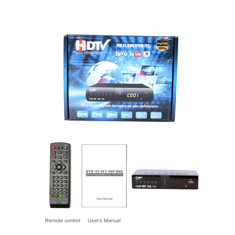 Receptor de televisión Digital terrestre HD con WIFI, sintonizador DVB-T2, H.265, Youtube, Scart, Lan, DVB-C, para Italia, Alemania, Francia, España, DVB-T2