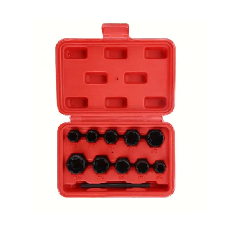 

11pcs Nut Removers Set Locking Wheel Bolt Extractor 9-19mm Socket Stud Remover Y5GA