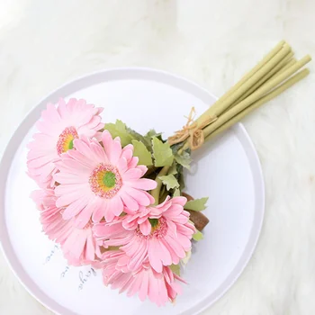 

7Pcs Artificial Gerbera Flower Bouquet European Style African Daisy Flowers Simulation Flower Adornment Home Wedding Decoration