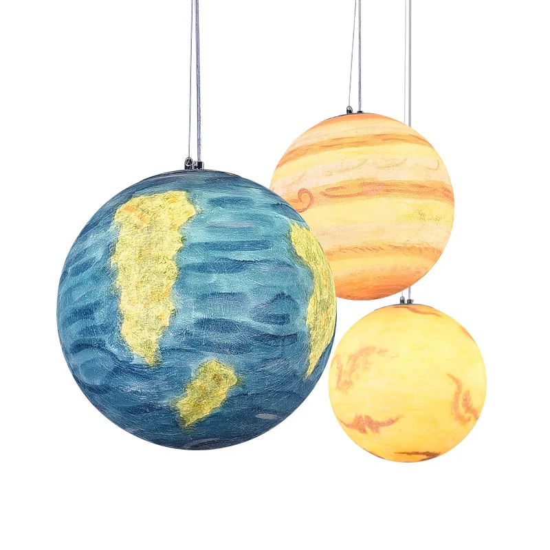 Planet Pendant Lights Sun Earth Moon Novelty Creative Atmosphere Light  Hanging Lamp Bedroom Home Decoration Hallway Luminaire 6