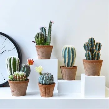 

Cutelife Creative Country Style Nordic Cactus Desktop Decoration Small Potted Bonsai Window Cabinet Decoration Props Flower Pot