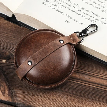 

Crazy Horse Cowhide Leather Earphone Bag Case for Samsung Galaxy Buds Live Headset Storage Bag Protective Pouch Shell