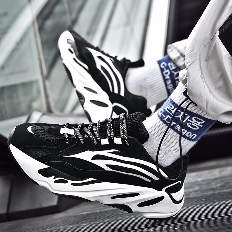 Coconut couple increased shock absorption sea salt black soul volcanic ash running sports reflective men and women shoes - Цвет: Черный