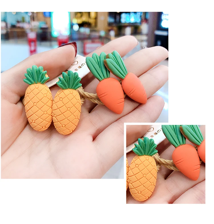 2Pcs/Set Girls Cute Fresh Fruit Avocado Hair Bands Children Headwear Ponytail Holder Headbands Hairband Kids Hair Accessories