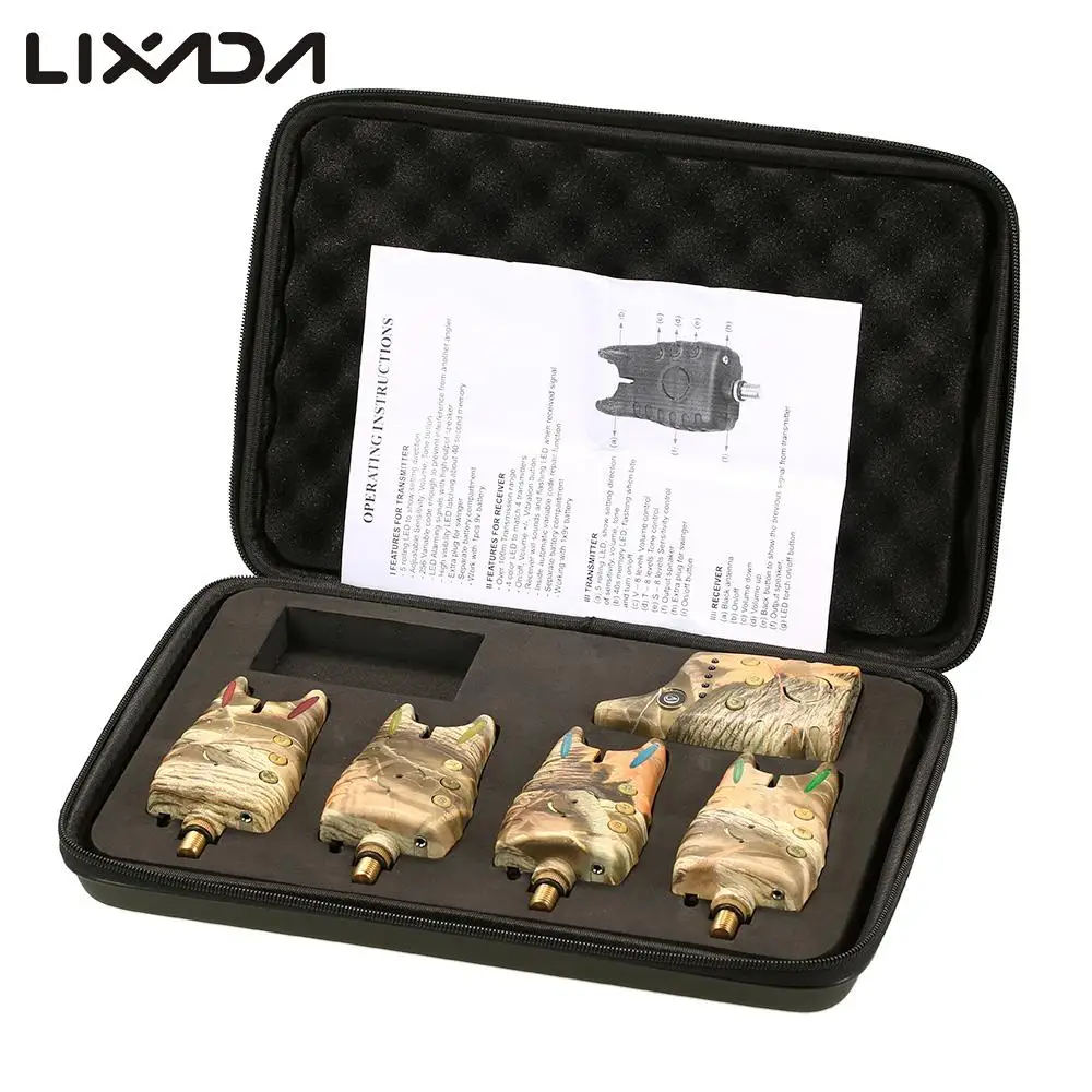

Lixada Wireless Fishing Bite Alarms Set Carp Fishing Digital Fishing Alarm Kit LED Alarm Indicator Alert Bell Receiver