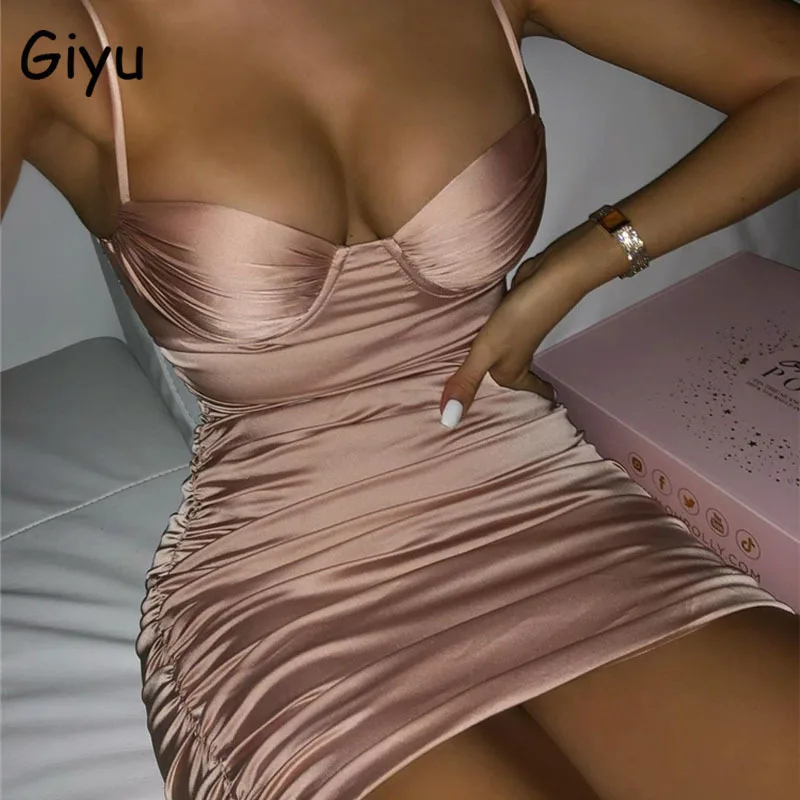 Giyu для ночного клуба вечерние атласное платье женская одежда сексуальное