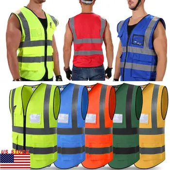 

New Arrival Men Safety Security Visibility Reflective Vest Protection Waistcoat Night Work Coat Vests