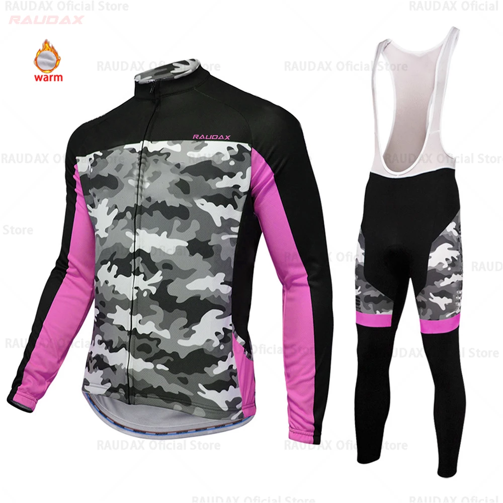 

2019 Winter Thermal Fleece Cycling Jersey Sets Breathable Ropa Ciclismo Women Long Sleeve MTB Bike Clothes Outdoor Sports Shirt