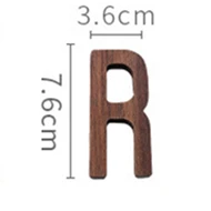 Black Walnut Wall English Alphabet Numbers Combination House Cafe Bar DIY Adhesive Wooden Decoration Letters Numbes R