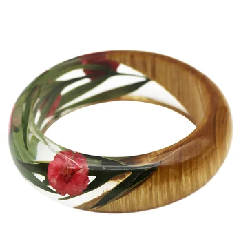 

1PC Creative Dried Flower Bracelet Eco-friendly Resin Flower Hand Chain Dried Eucalyptus Leaf Flower Wood Wrist Jewelry Han Chin