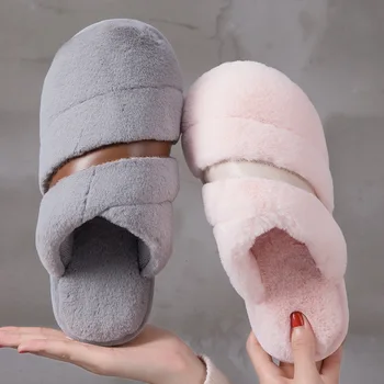 

Women Home Slippers Winter Warm Cotton Shoes Indoor Floor Flip Flops Soft Plush Slippers Couple Footwear Hot Sale New Arrival
